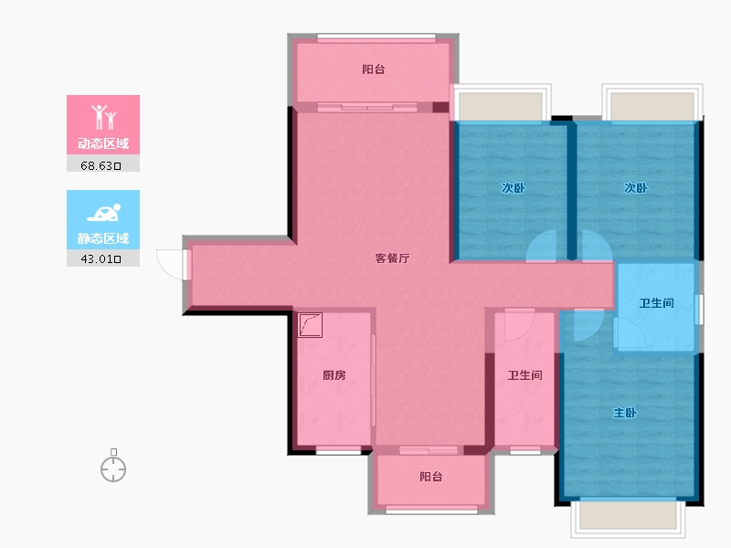 湖南省-株洲市-昱峰花园-110.76-户型库-动静分区