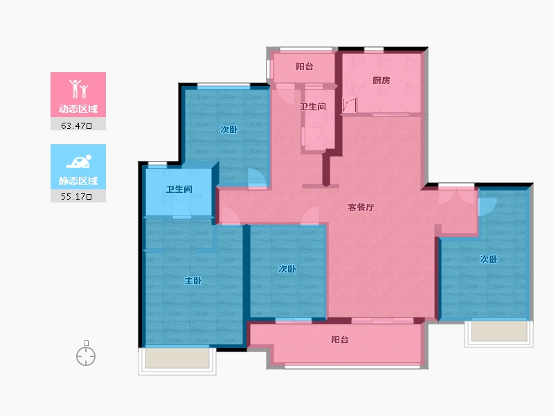 湖南省-长沙市-恒基旭辉湖山赋-105.00-户型库-动静分区