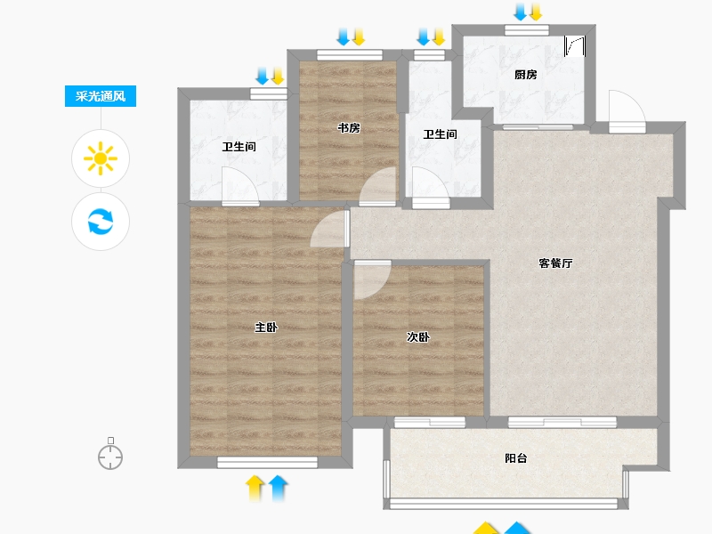 江苏省-苏州市-云悦时光-80.00-户型库-采光通风