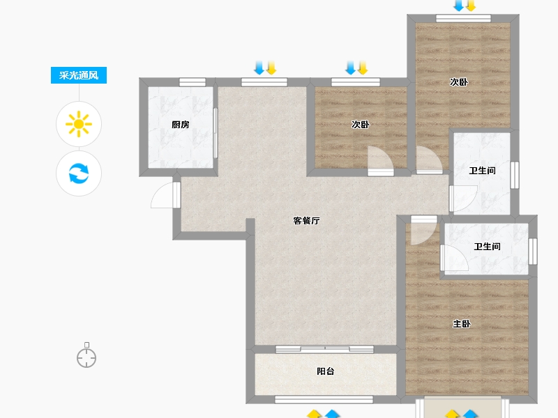 陕西省-西安市-金泰贞观悦府-92.36-户型库-采光通风