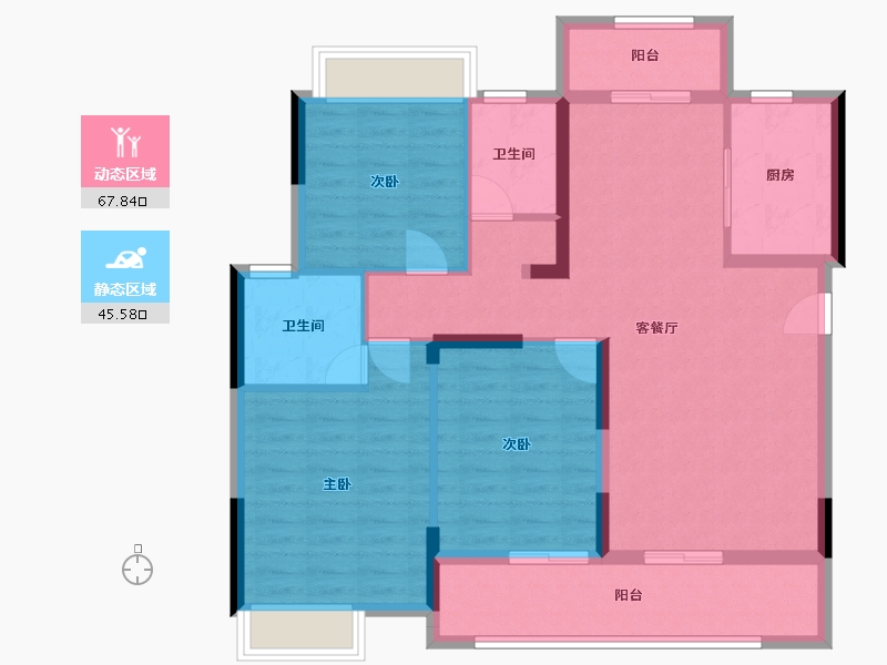 湖北省-荆门市-洋丰凤凰香醍-120.00-户型库-动静分区