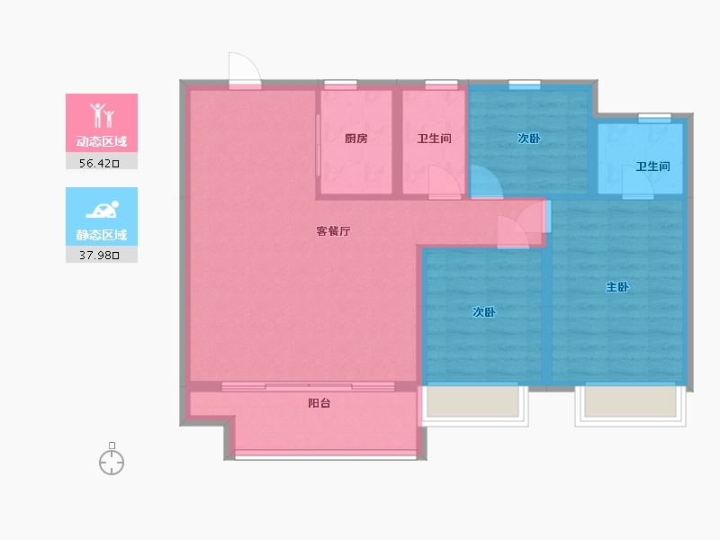 浙江省-湖州市-中南君启-90.00-户型库-动静分区