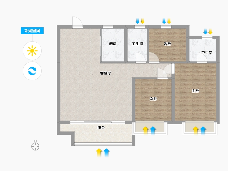 浙江省-湖州市-中南君启-90.00-户型库-采光通风