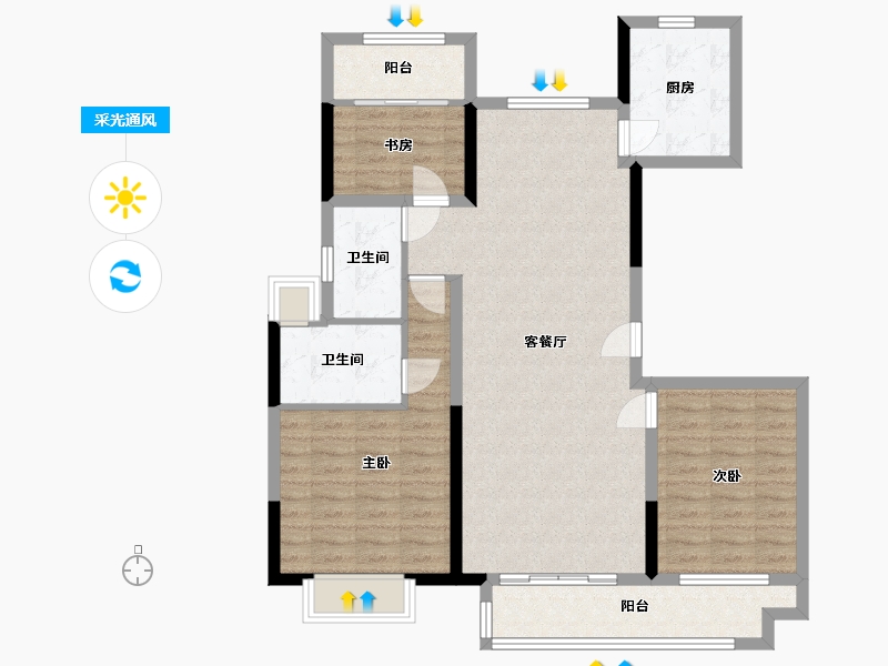 江苏省-淮安市-清和园-99.00-户型库-采光通风