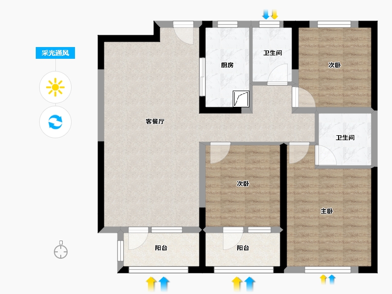 宁夏回族自治区-银川市-中海河山郡-90.00-户型库-采光通风