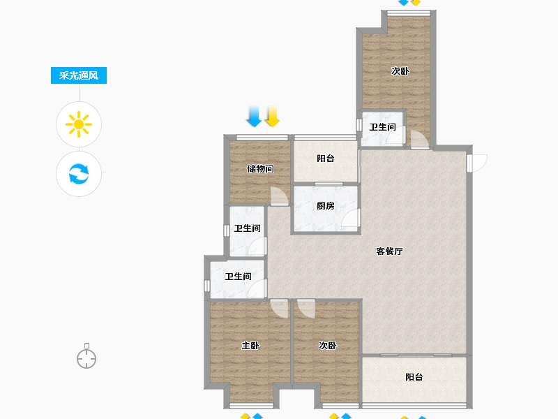 福建省-漳州市-大唐名门印象-118.00-户型库-采光通风