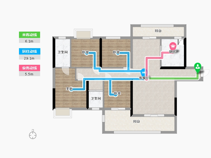 湖南省-郴州市-合一福东江首府城市展厅-120.00-户型库-动静线