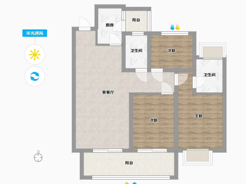 云南省-楚雄彝族自治州-万景.彝海学府-139.00-户型库-采光通风