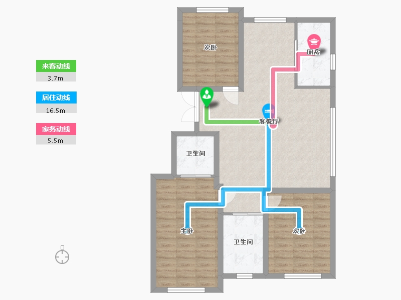 吉林省-白山市-滨江学府住宅小区二期-95.00-户型库-动静线