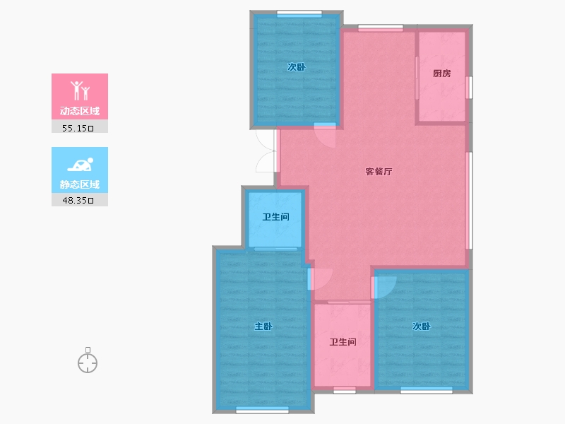 吉林省-白山市-滨江学府住宅小区二期-95.00-户型库-动静分区