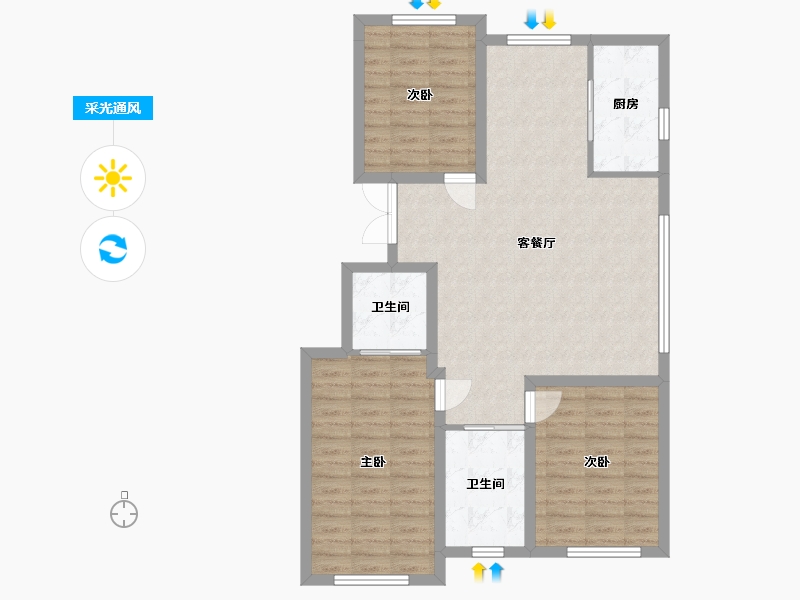 吉林省-白山市-滨江学府住宅小区二期-95.00-户型库-采光通风