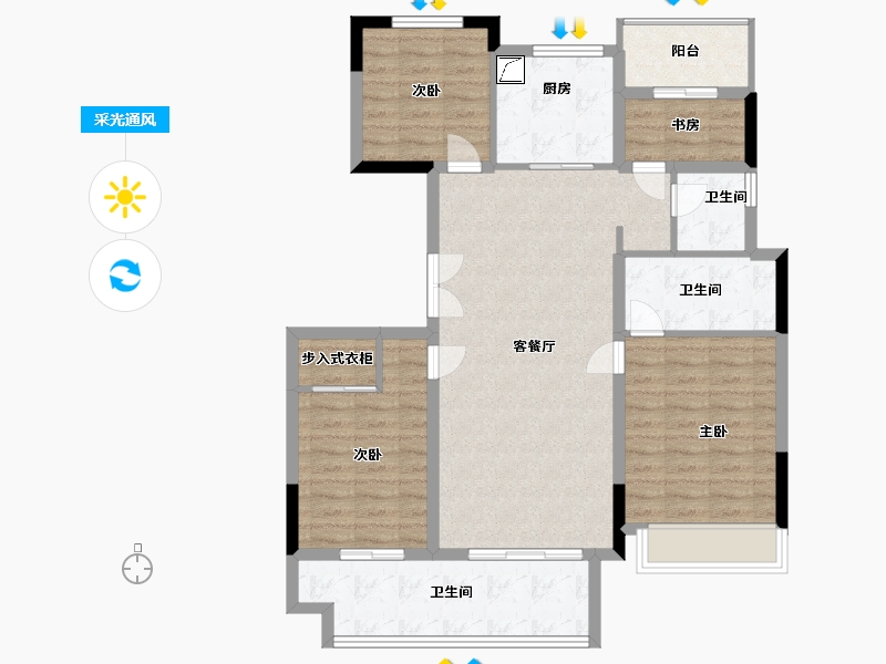 安徽省-滁州市-嘉山印-101.57-户型库-采光通风