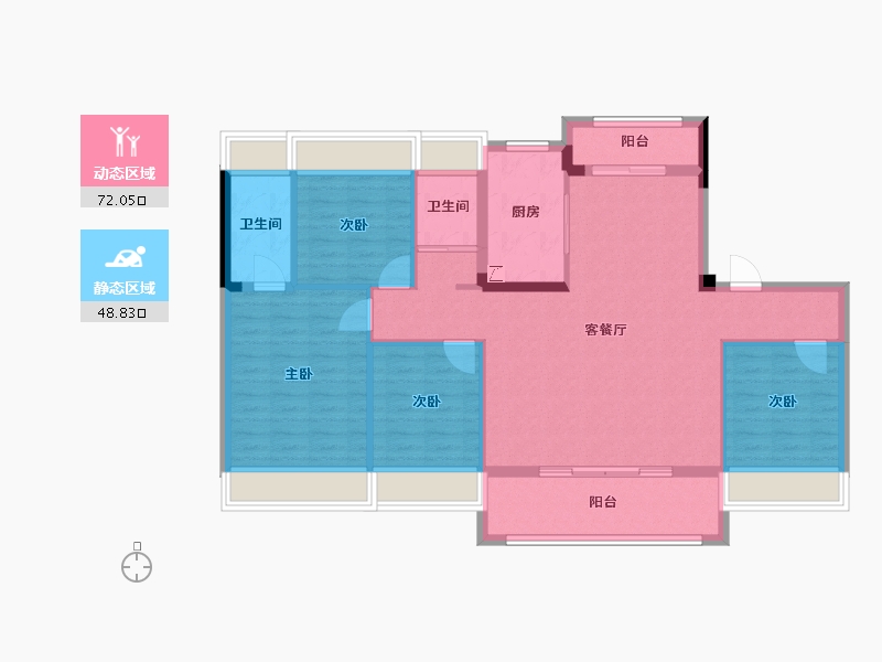 湖北省-黄冈市-碧桂园时代之光-110.00-户型库-动静分区