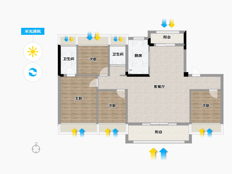 湖北省-黄冈市-碧桂园时代之光-110.00-户型库-采光通风