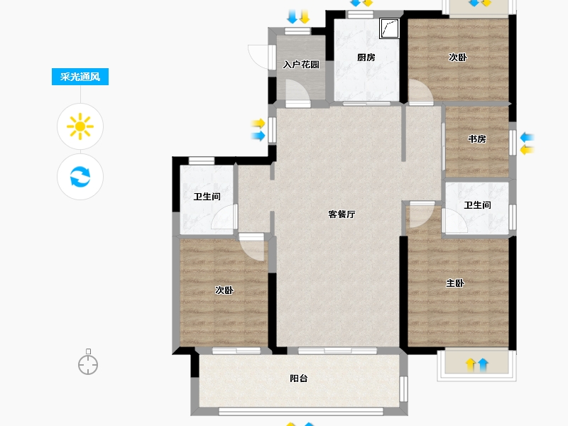 湖南省-岳阳市-君临慧城-102.00-户型库-采光通风