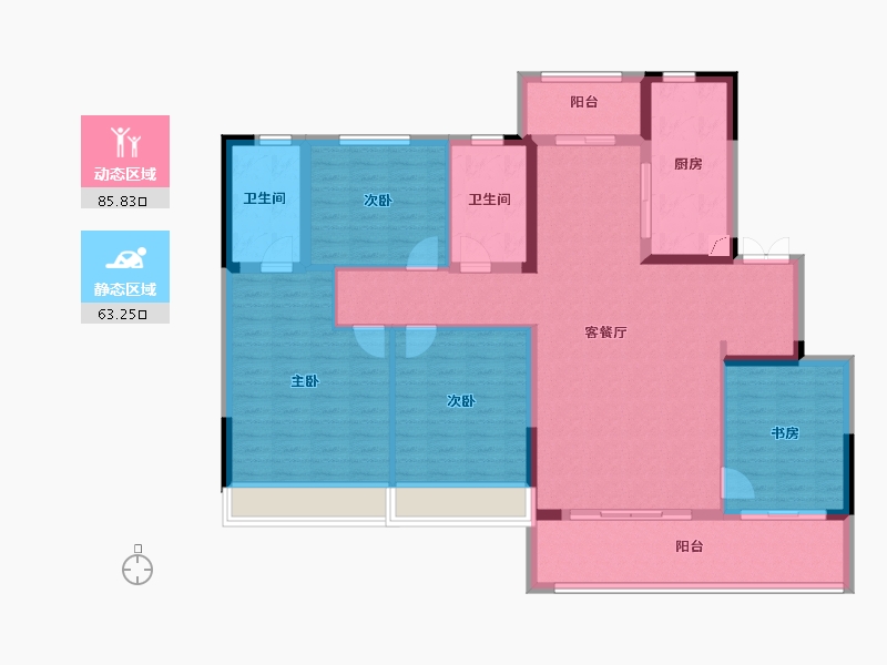 河南省-郑州市-正弘新城3号院-135.00-户型库-动静分区