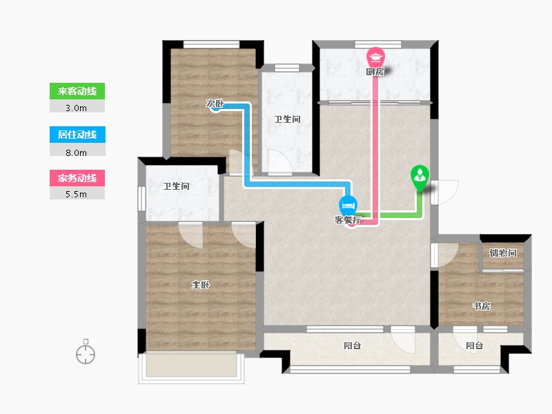 山东省-烟台市-龙湖·春江悦茗-98.70-户型库-动静线