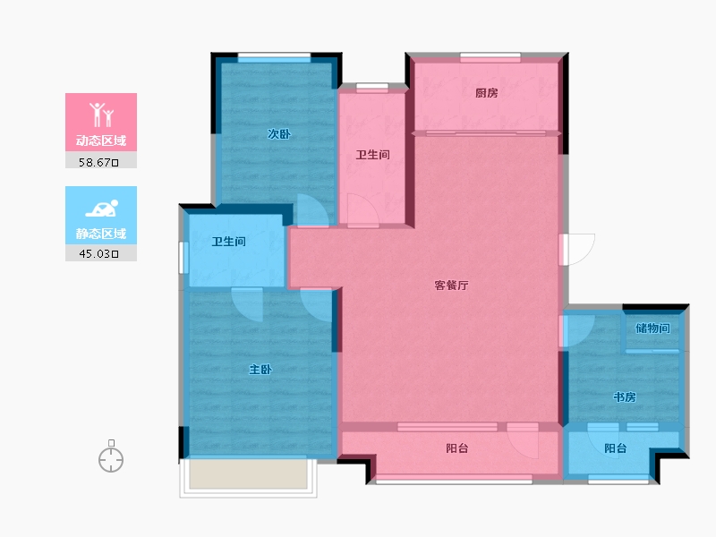 山东省-烟台市-龙湖·春江悦茗-98.70-户型库-动静分区