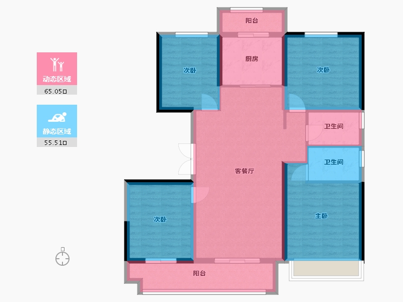 内蒙古自治区-包头市-中梁首府壹号院-130.00-户型库-动静分区