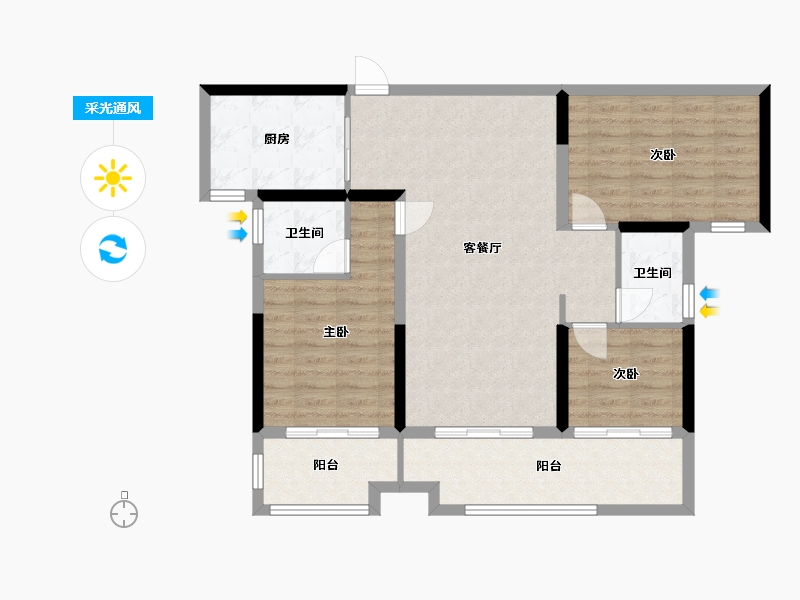 湖南省-长沙市-金色溪泉湾-100.00-户型库-采光通风