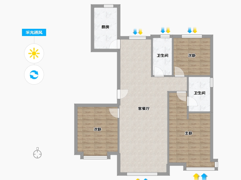 山东省-青岛市-珊瑚湾-98.40-户型库-采光通风