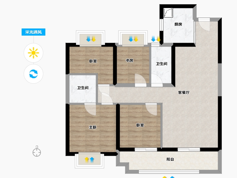 福建省-泉州市-融创江南府-94.00-户型库-采光通风