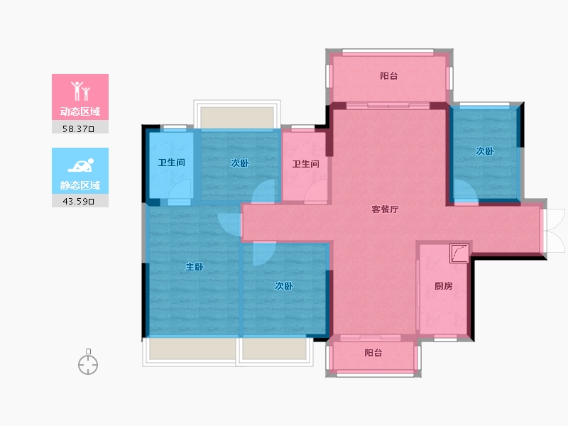 广西壮族自治区-柳州市-荣和公园里-96.00-户型库-动静分区