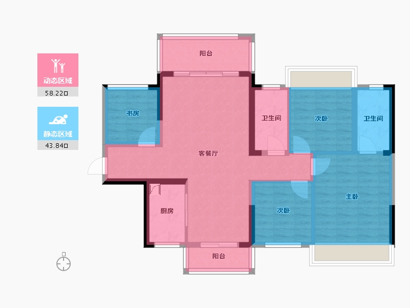 广西壮族自治区-贵港市-云星钱隆御园-95.00-户型库-动静分区