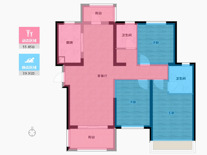 河南省-新乡市-建业比华利庄园-90.78-户型库-动静分区