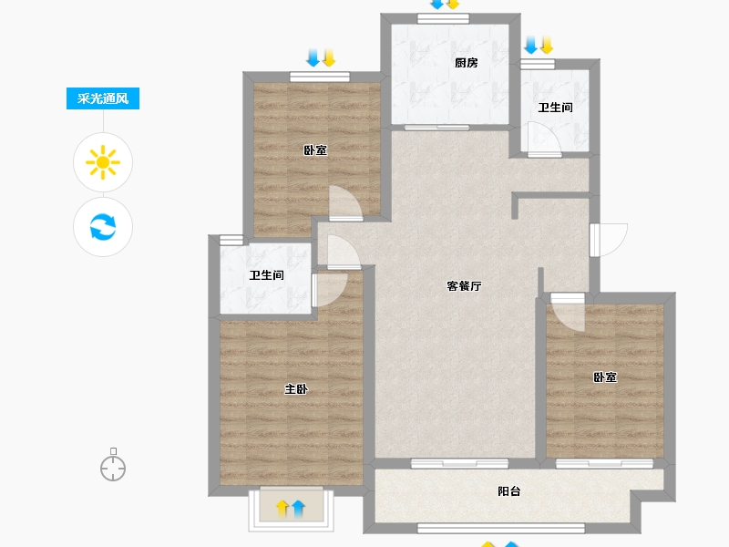 山东省-泰安市-特钢西区-99.60-户型库-采光通风