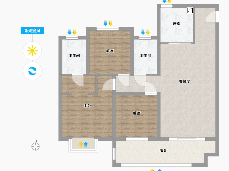 河南省-洛阳市-中梁壹号院-97.00-户型库-采光通风