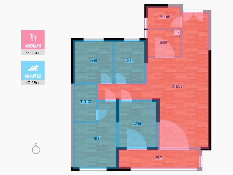 湖南省-长沙市-先导恒伟星雅韵-95.32-户型库-动静分区