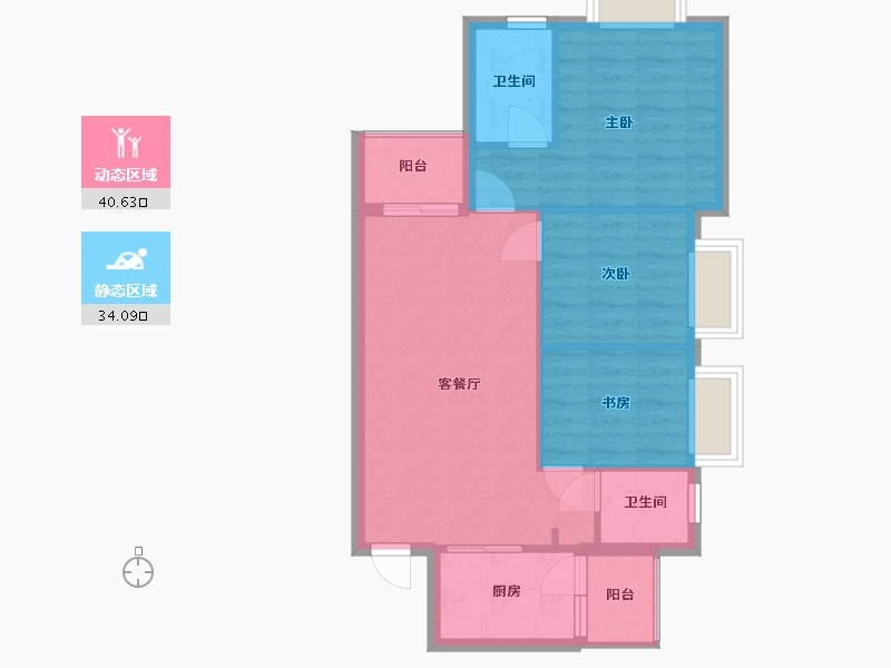 贵州省-贵阳市-花果园-Q区-75.00-户型库-动静分区