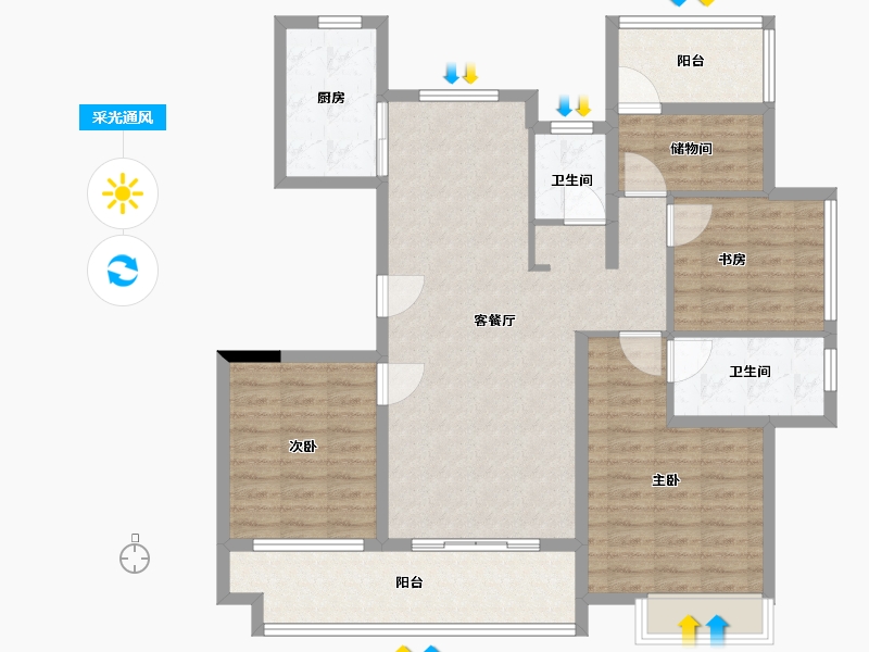 安徽省-滁州市-明发碧桂园桃源观澜-110.00-户型库-采光通风