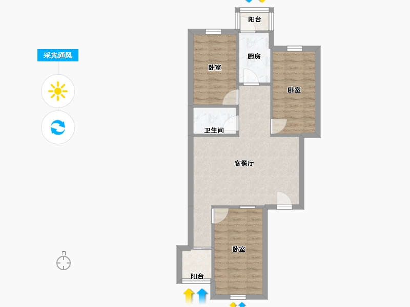 北京-北京市-富源里-110.00-户型库-采光通风