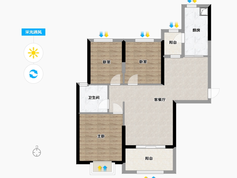 河南省-新乡市-恒大金碧天下半城湖-85.00-户型库-采光通风