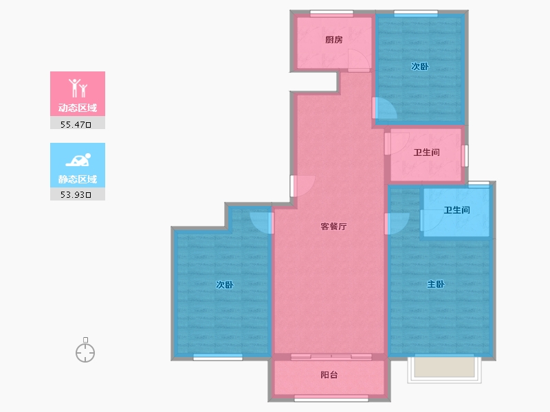 山东省-菏泽市-麟泰花园-98.00-户型库-动静分区