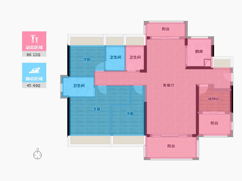 广东省-中山市-龙光天禧-140.00-户型库-动静分区