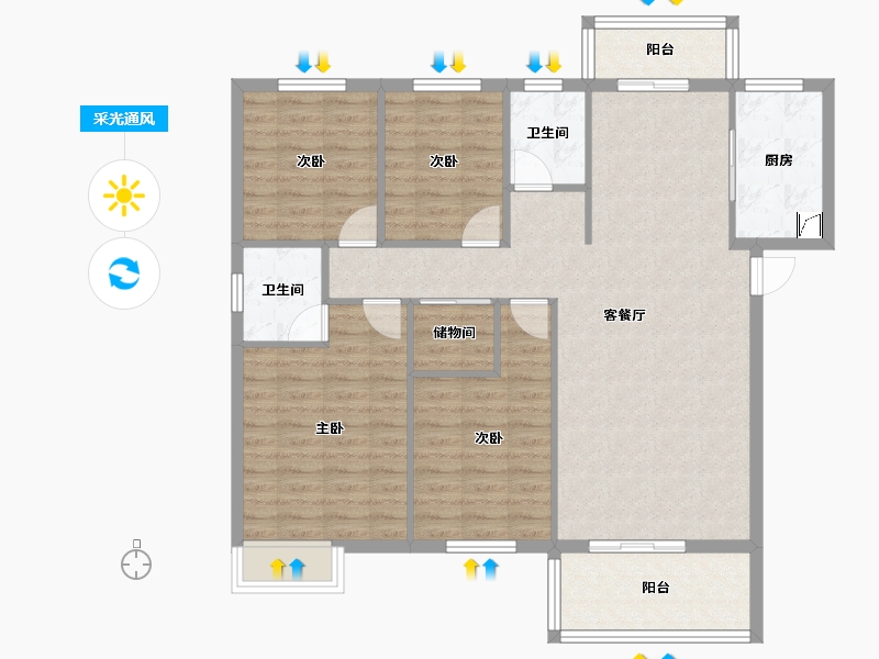 湖北省-黄冈市-中央城-114.23-户型库-采光通风