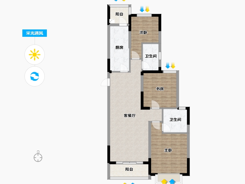 江苏省-泰州市-泰兴恒大悦府-99.00-户型库-采光通风