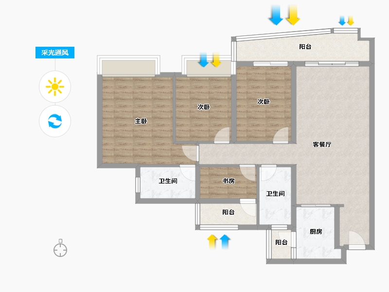 广东省-广州市-奥园誉湖湾-105.00-户型库-采光通风