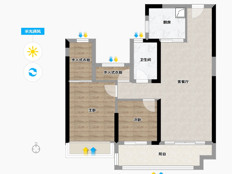 湖南省-常德市-碧桂园阅胜台-75.00-户型库-采光通风