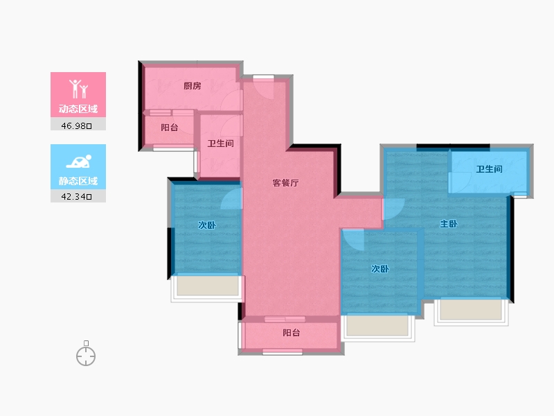 广东省-佛山市-泷景花园-85.88-户型库-动静分区