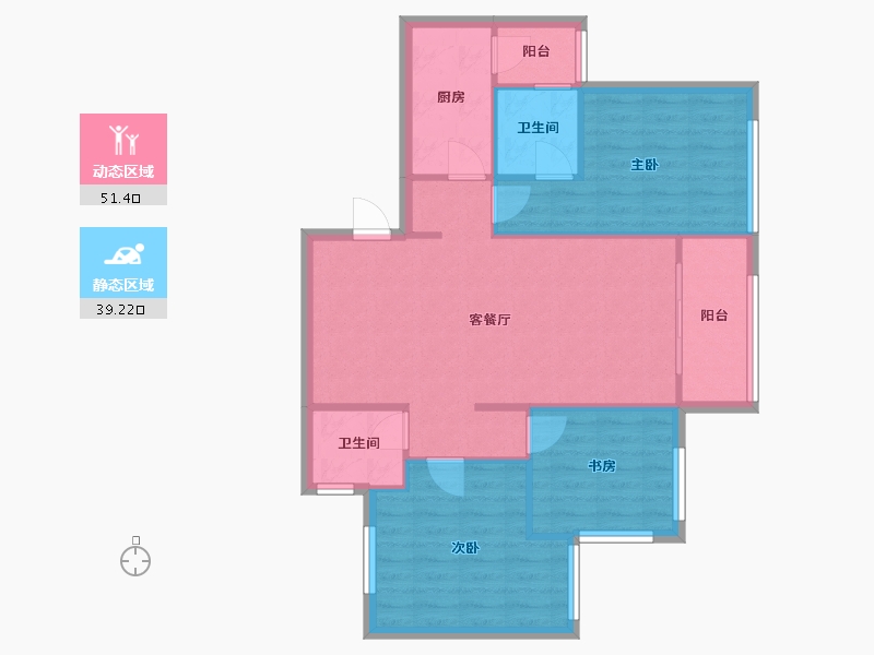 重庆-重庆市-鲁能泰山七号十七街区-70.00-户型库-动静分区