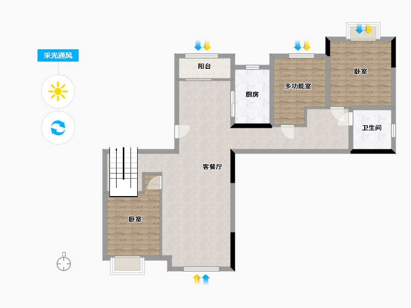 湖南省-长沙市-汉唐世家-107.00-户型库-采光通风