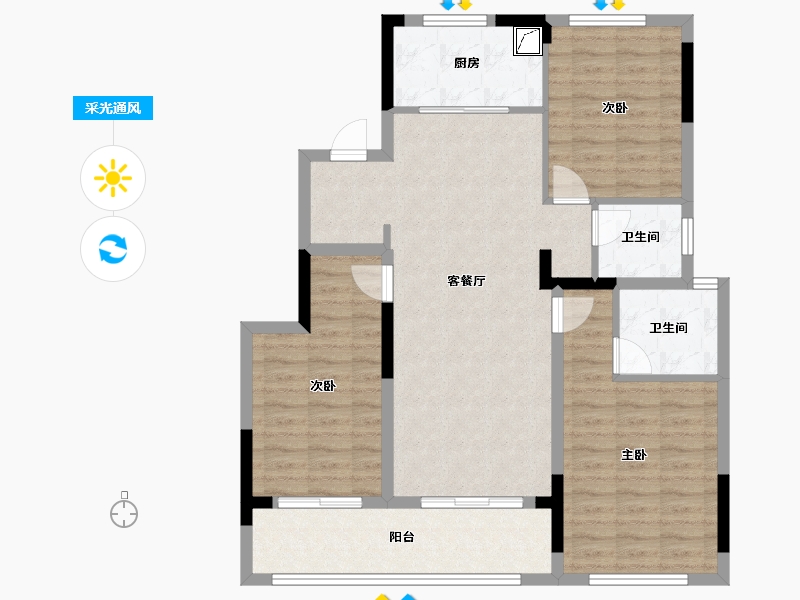 安徽省-芜湖市-融创公元2020-95.00-户型库-采光通风