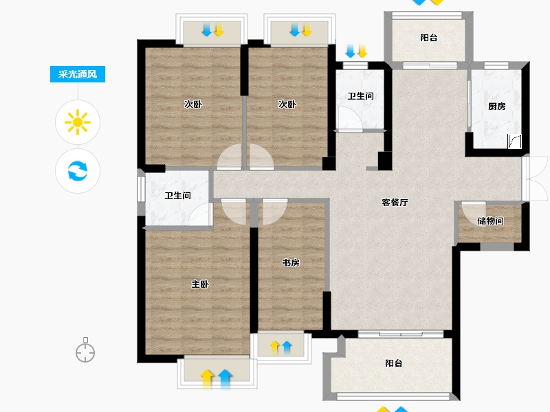 福建省-莆田市-国湄领秀-135.00-户型库-采光通风