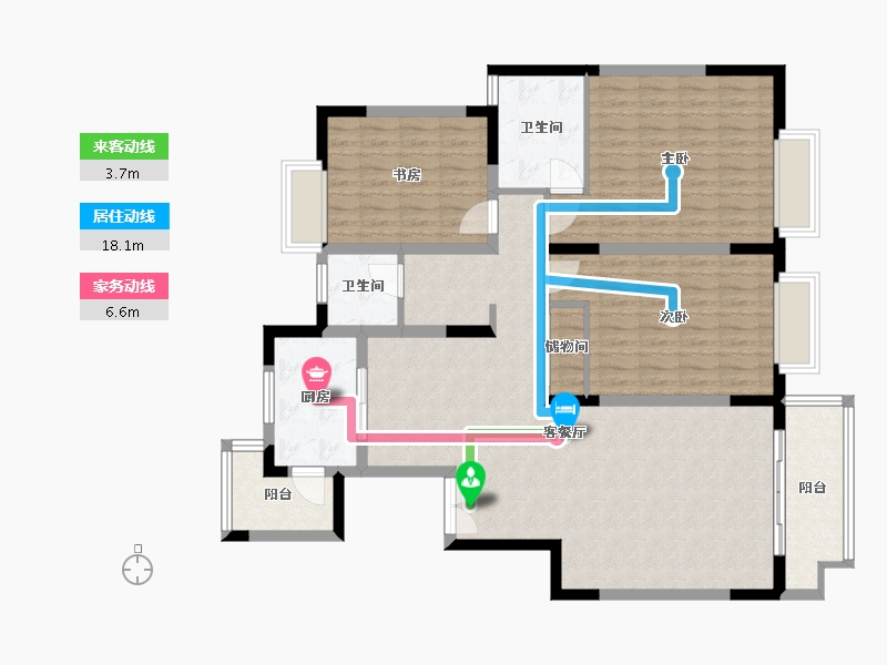 贵州省-遵义市-盘龙水乡-123.00-户型库-动静线