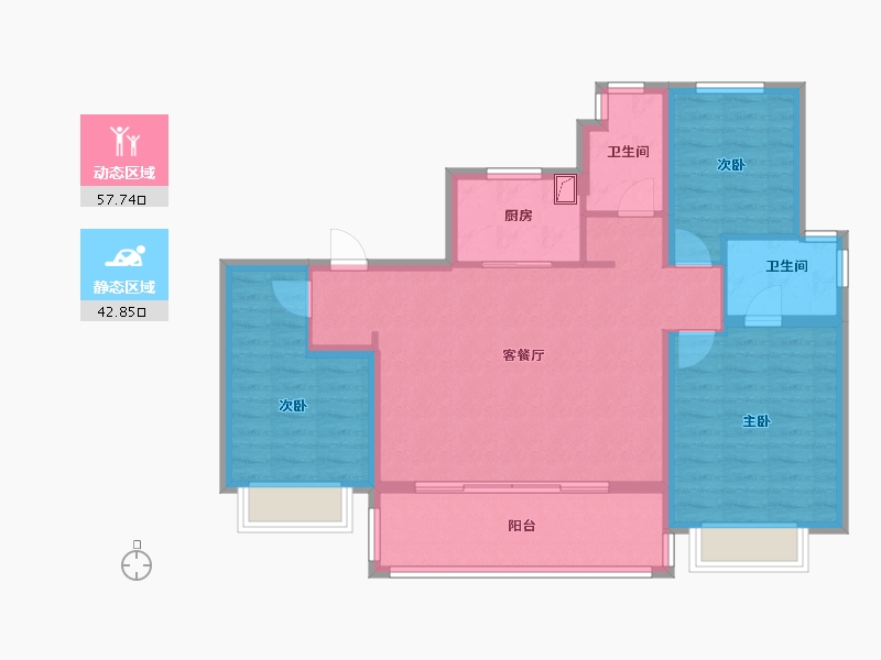 江苏省-无锡市-华侨城运河湾-90.00-户型库-动静分区