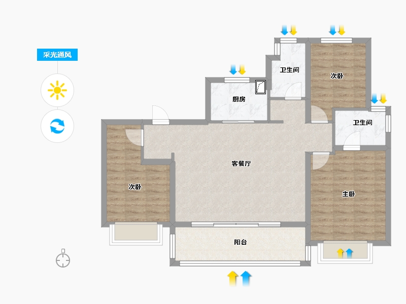 江苏省-无锡市-华侨城运河湾-90.00-户型库-采光通风